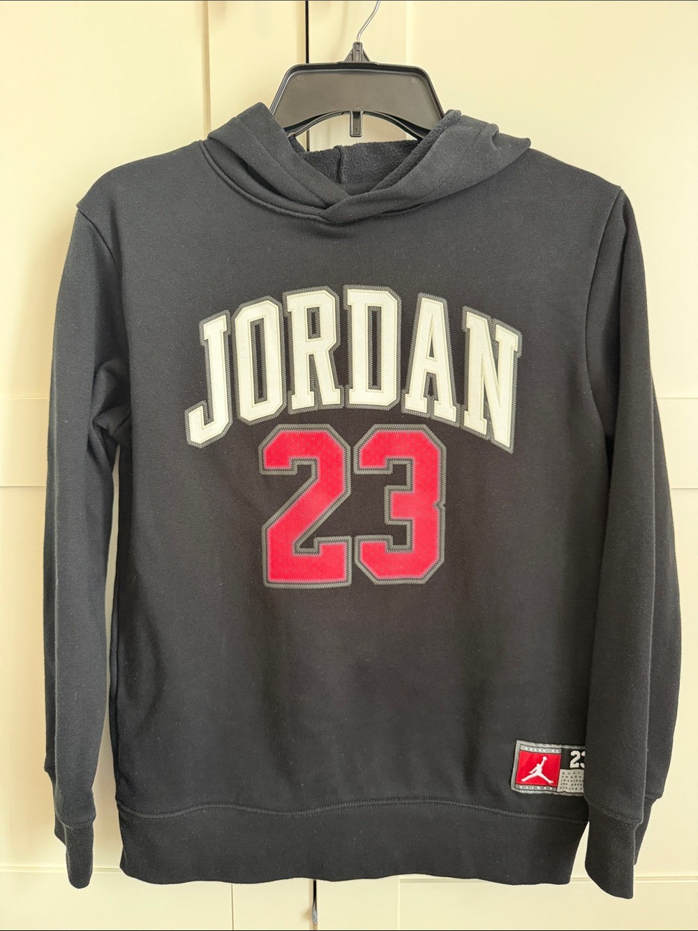 NWOT Jordan Black Hoodie with Red '23' boys Large